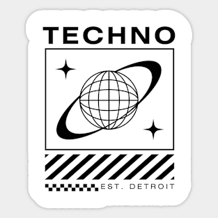 TECHNO  - Ring Planet Y2K (Black) Sticker